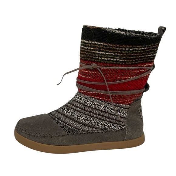 TOMS Ankle Boots Nepal Suede Knit Size 6.5 - Picture 2 of 9